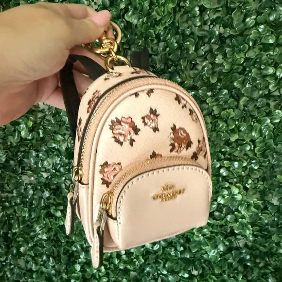 Coach Floral Mini Backpack Bag Charm NWT - Picture 3 of 3